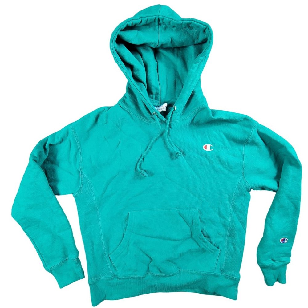 Champion Reverse Weave Womens Medium Green Pullover Sweater Long Sleeve Athletic